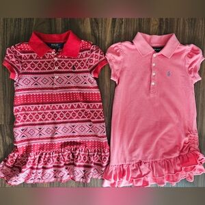 Lot Of 2 Ralph Lauren Kids Red and Pink Dresses